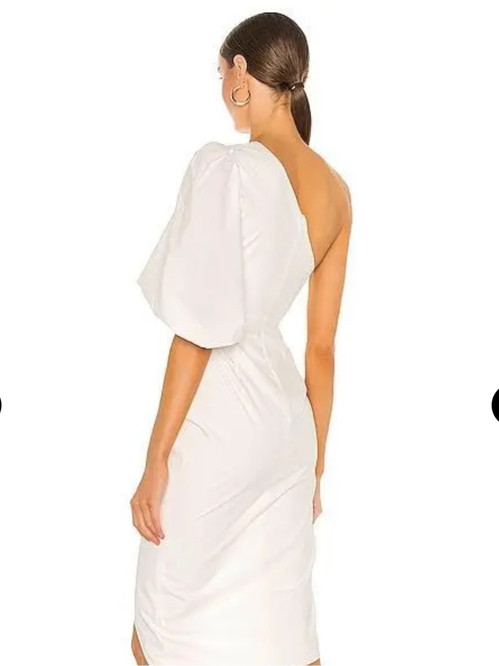 One-Shoulder White Ruched Dress - Picture 4 of 8